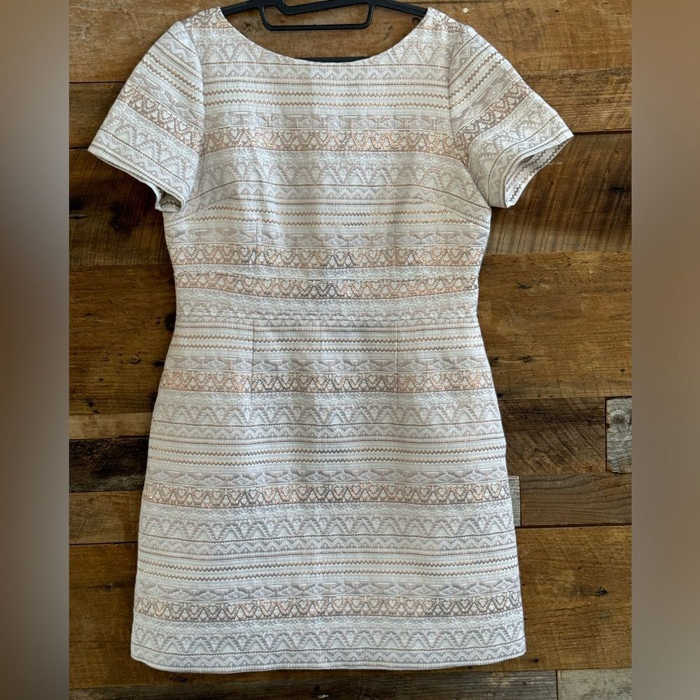 Vince Camuto Metallic Jacquard Dress sz 14